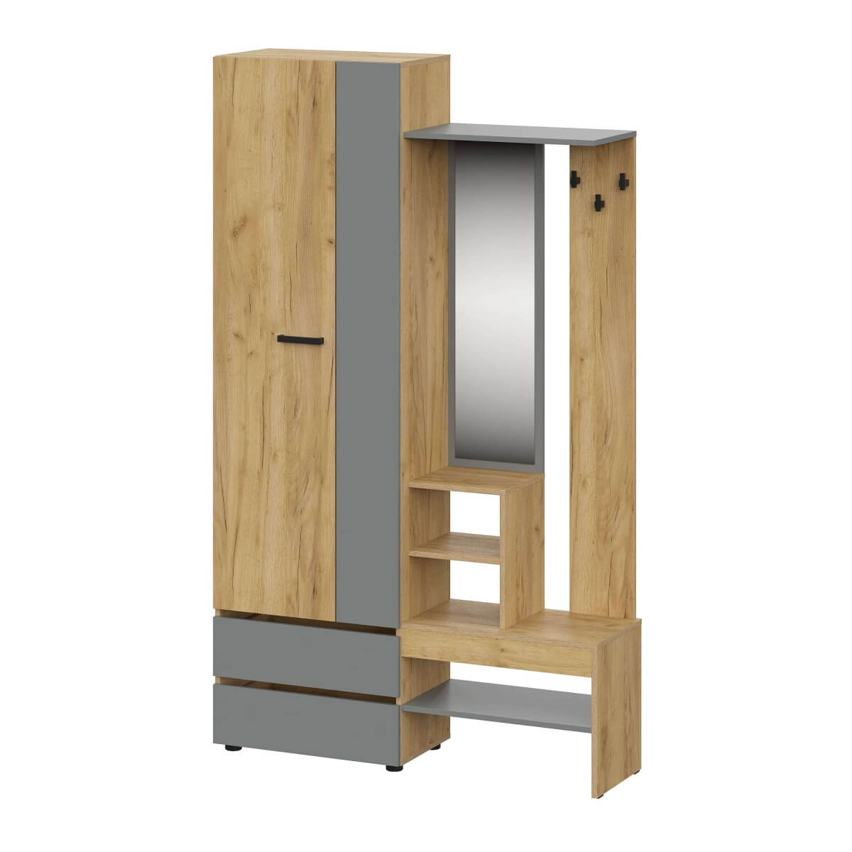 МС "Абрау" Вешалка с зеркалом Дуб Золотой/Графит Серый