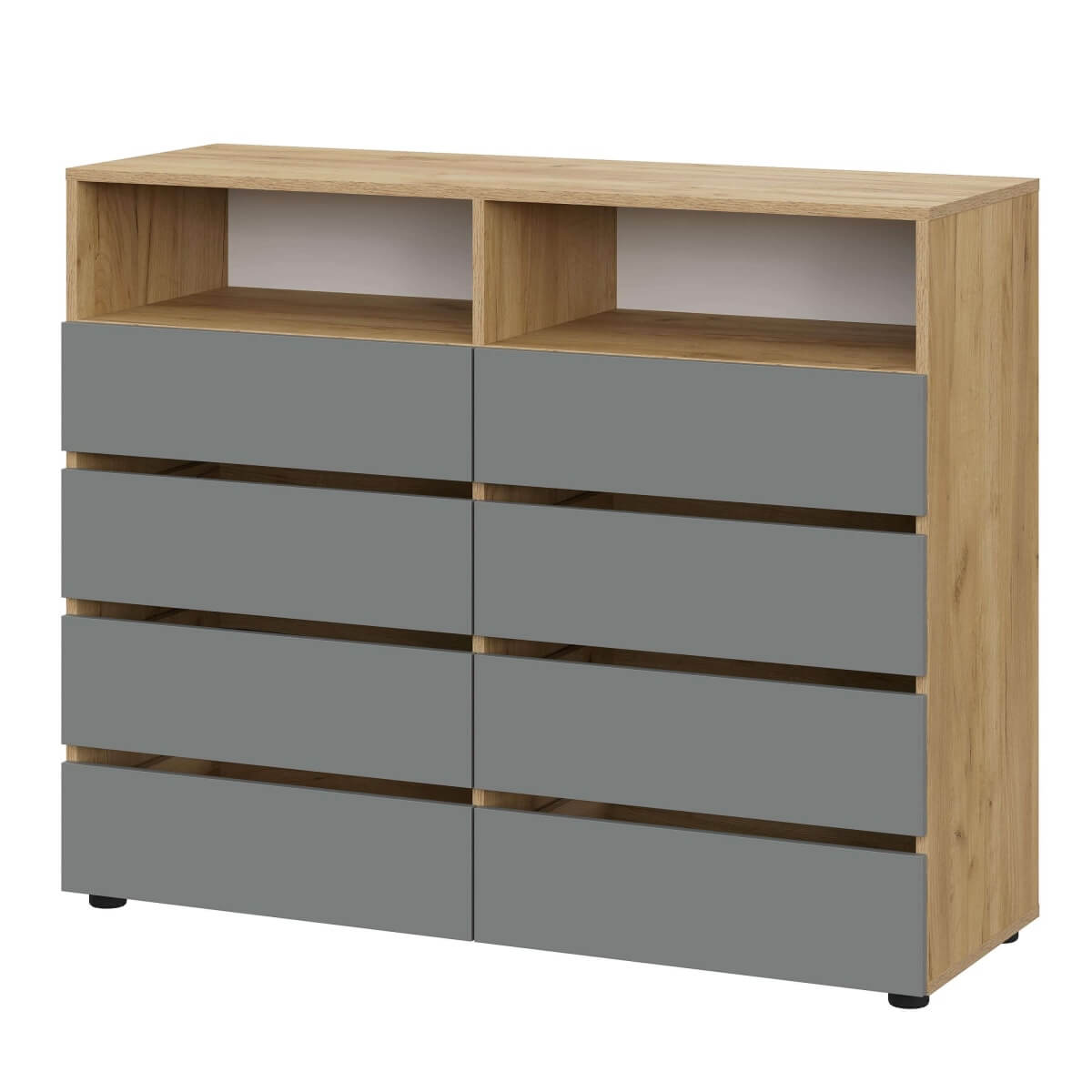 МС "Абрау" Комод с ящиками Дуб Золотой/Графит Серый