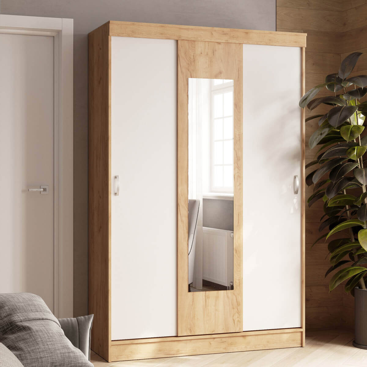 Шкаф-купе Бася белый/дуб крафт золотой