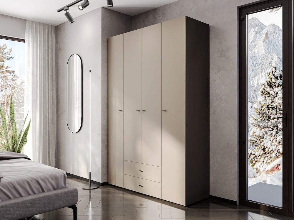 МС "Гиза" Шкаф четырехстворчатый (Дуб Венге/Меланж)