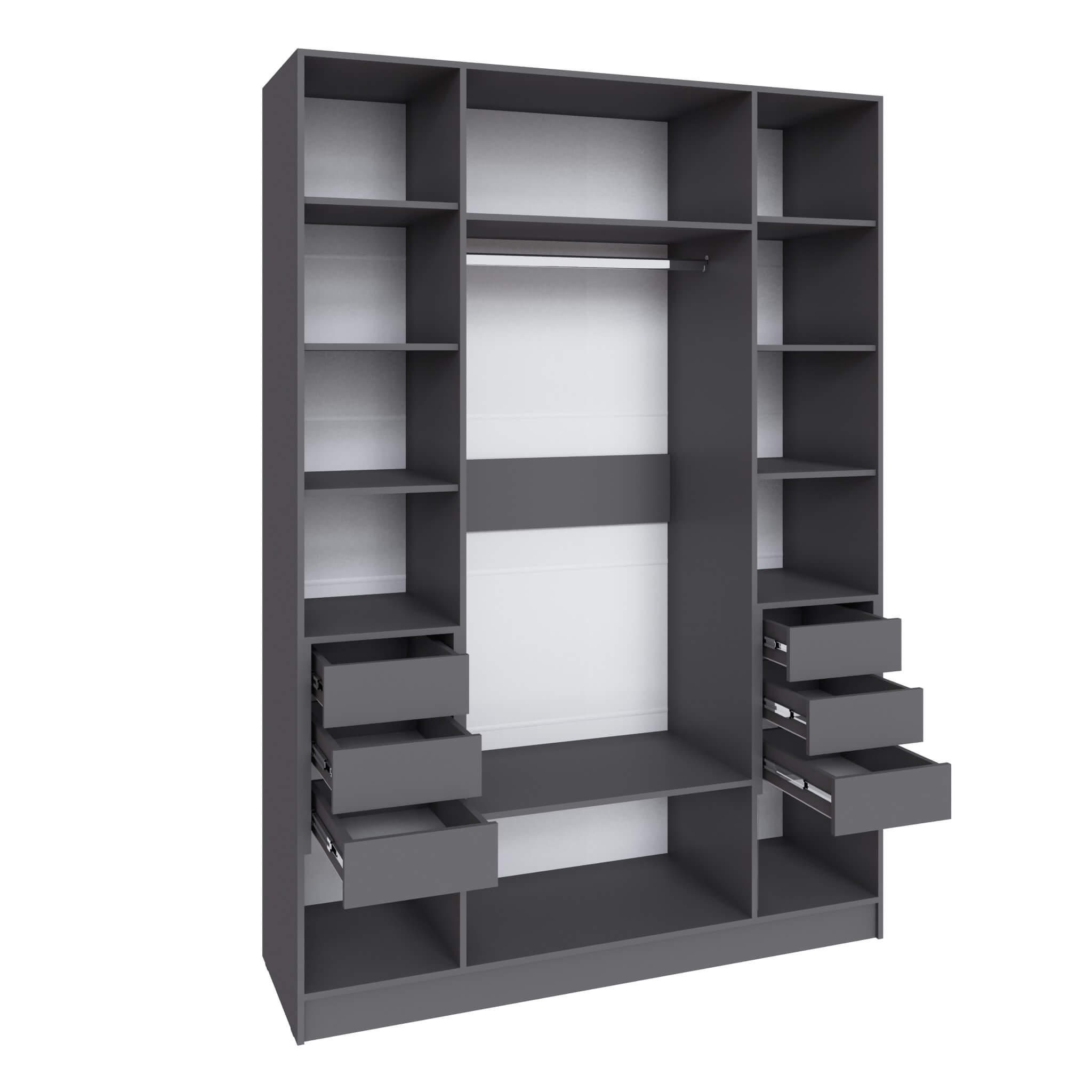 Шкаф Мадрид (1,6) с 6 ящ. внутри без зеркала графит серый