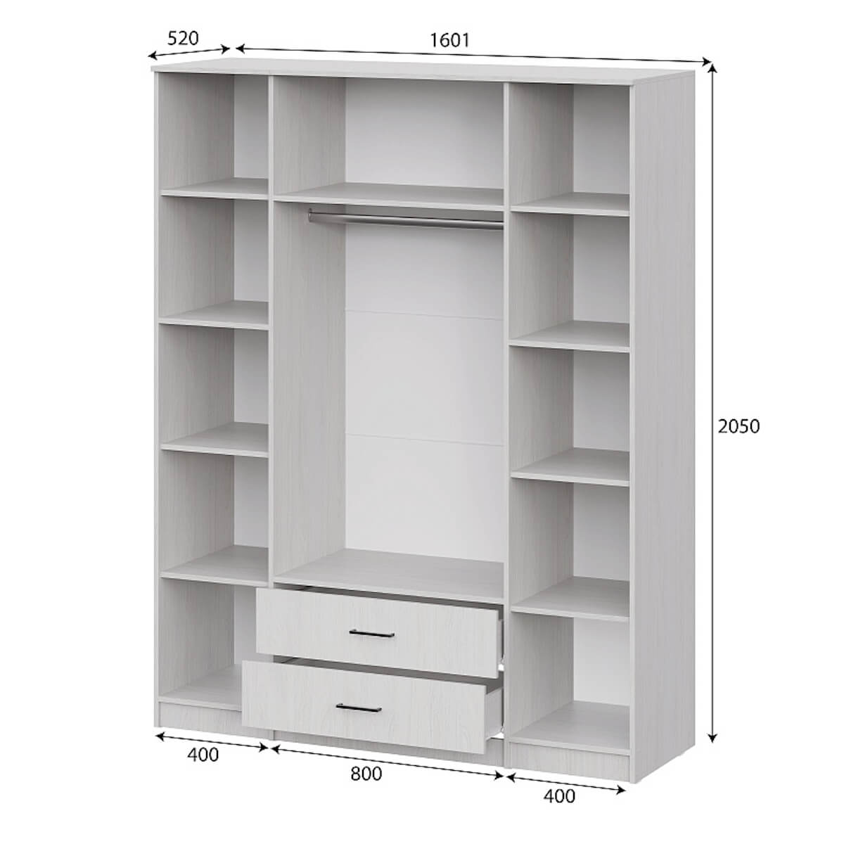 Шкаф "ШК 1" (Серия 2) Ясень Анкор светлый