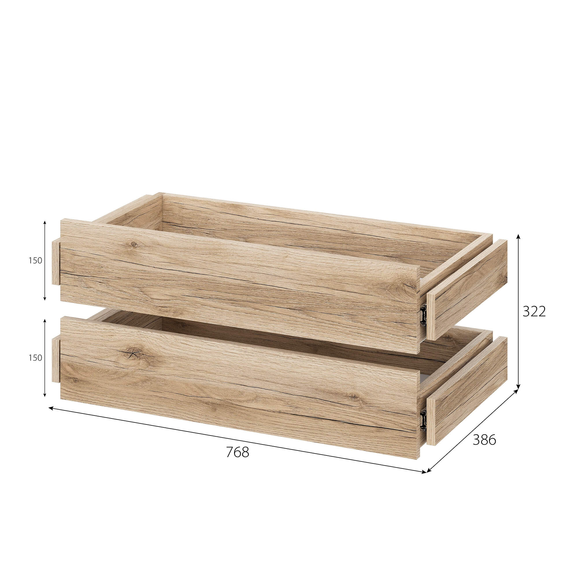 МС "Брауни" Ящик (комплект из 2 штук) Дуб Делано/Белый