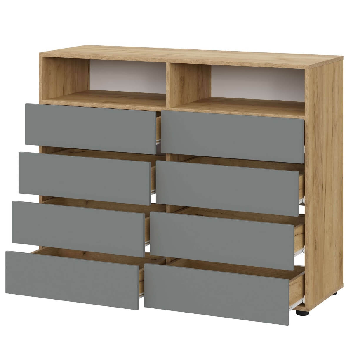 МС "Абрау" Комод с ящиками Дуб Золотой/Графит Серый