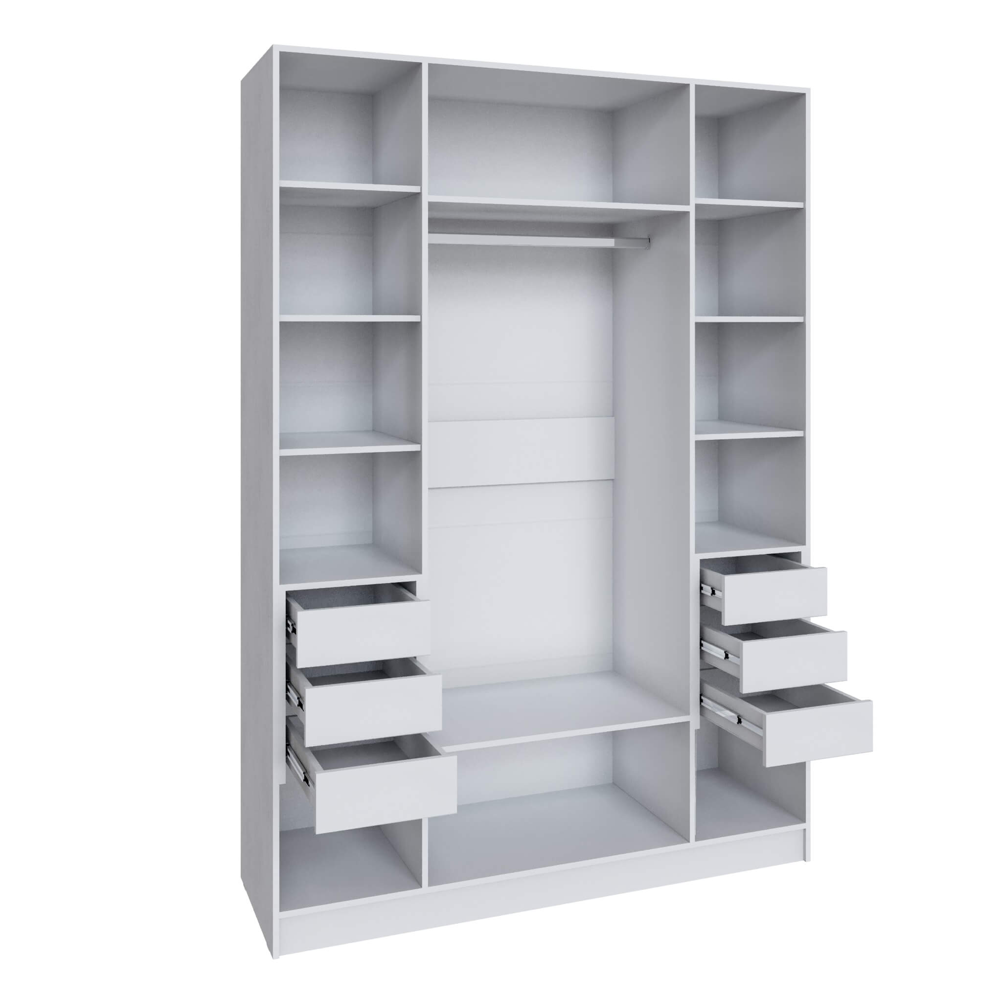 Шкаф Мадрид (1,6) с 6 ящ. внутри без зеркала белый/ателье светлое