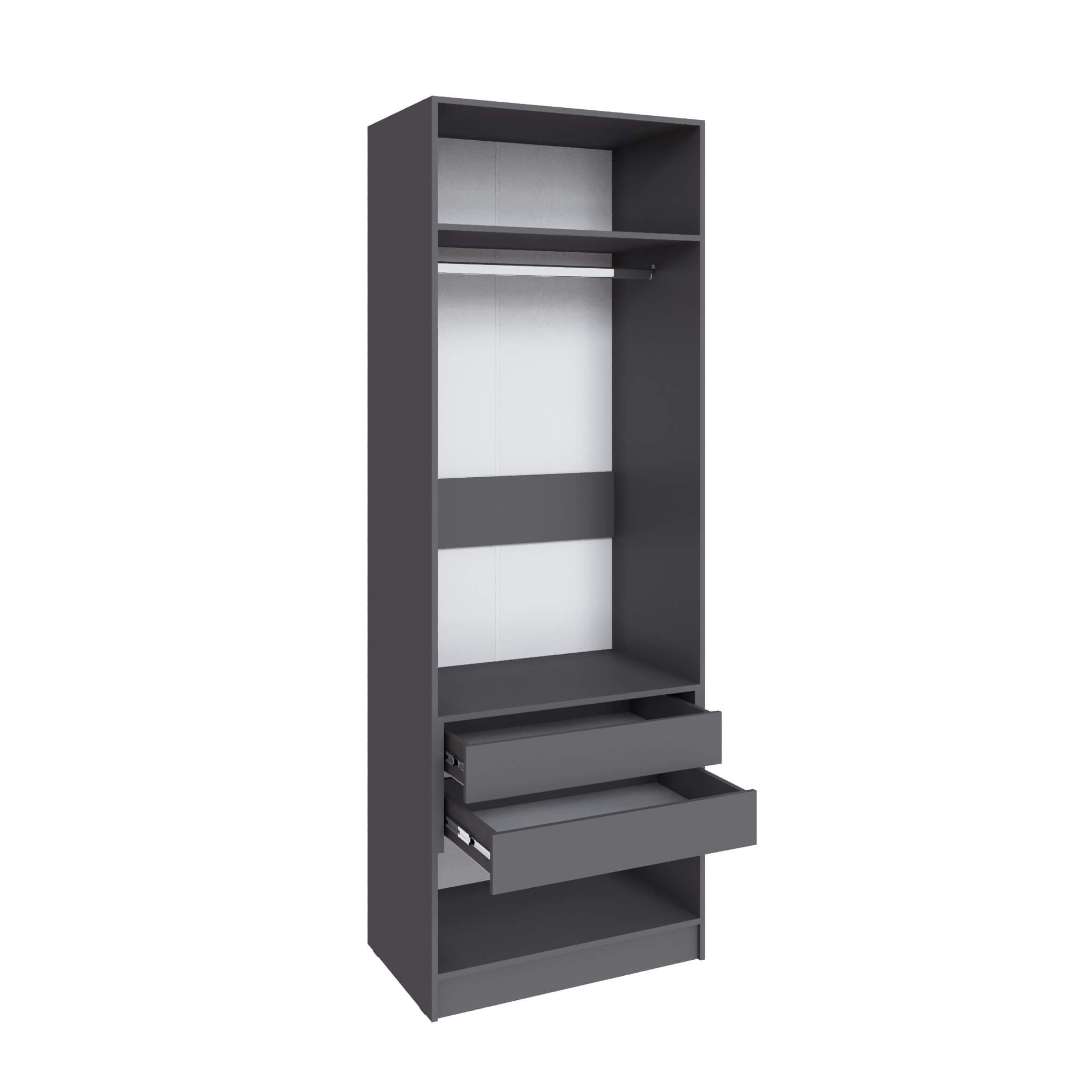 Шкаф Мадрид (0,8) с 2 ящ. внутри с зеркалом графит серый