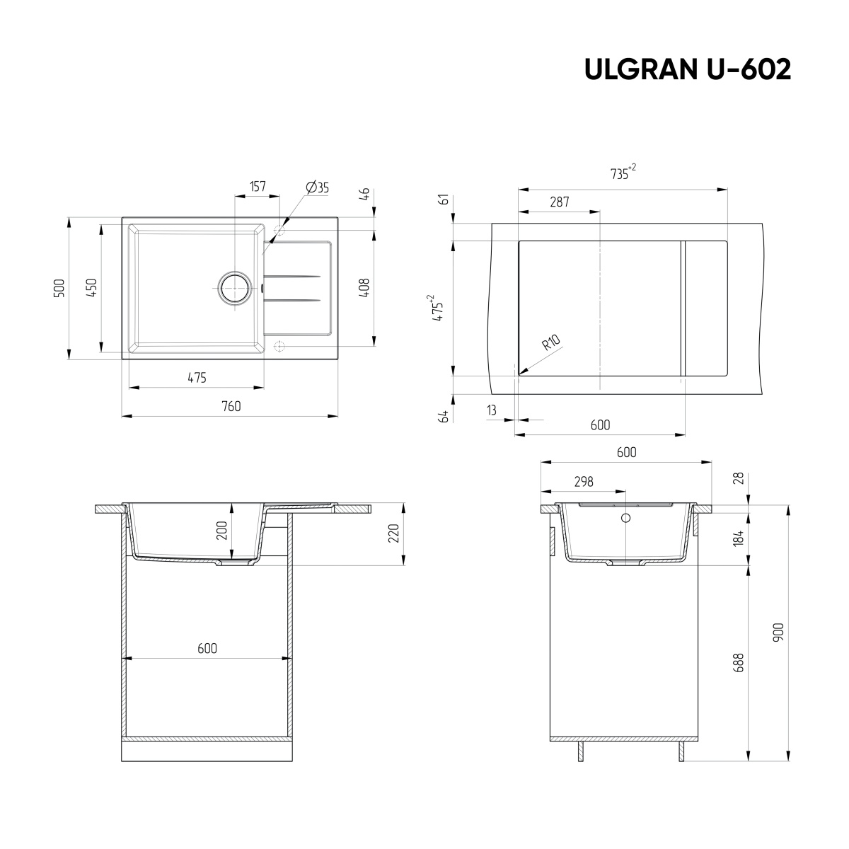 Мойка Ulgran U-602