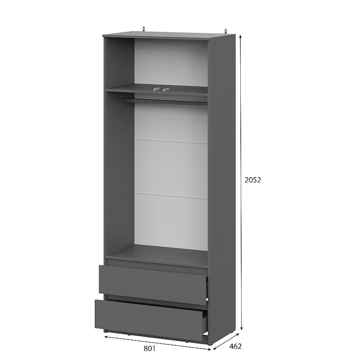 МС "Денвер" Шкаф двухстворчатый с ящиками (серия 2) Графит серый