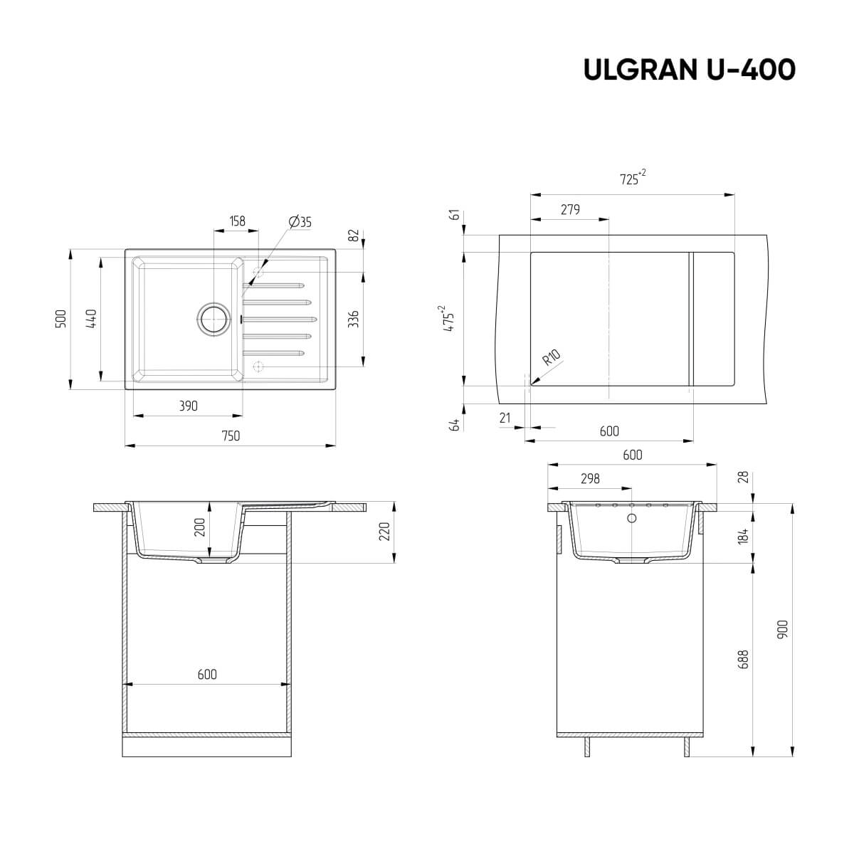 Мойка Ulgran U-400