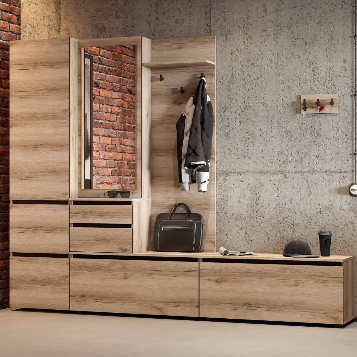 МС "Берген" Вешалка с зеркалом серия 3