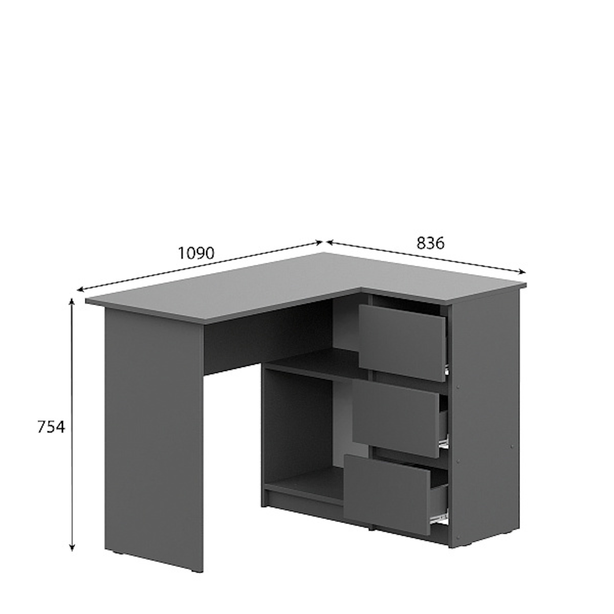 МС "Денвер" Стол угловой Графит серый