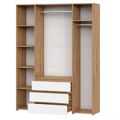 МС "Некст 1" Шкаф комбинированный четырехстворчатый Дуб Золотой/Белый